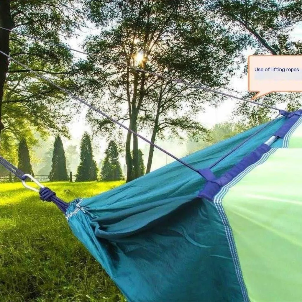 Outdoor Fully Automatic Quick-Opening Hammock with retrieval rooftop careless vague urgent endowment Mosquito Net, Outdoor Nylon Cloth Camping Pole Hammock Hanmock(Red) Hamock 