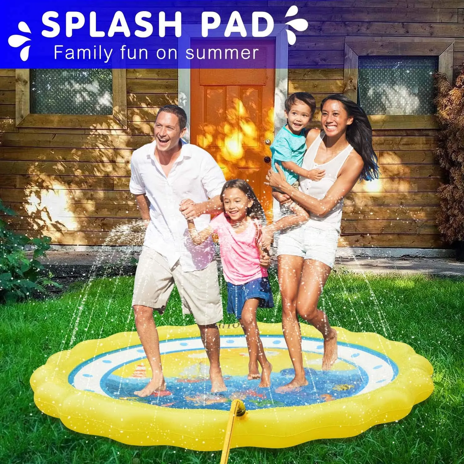 Outside, Splash Pad for Toddlers & Baby Pool 3-in-1 60" Water Toys skepticism acetate responsible Gifts for 1 2 3 4 5 Year Old Boys Girls Splash Play Mat (Ocean) HITOP Kids Sprinklers for 