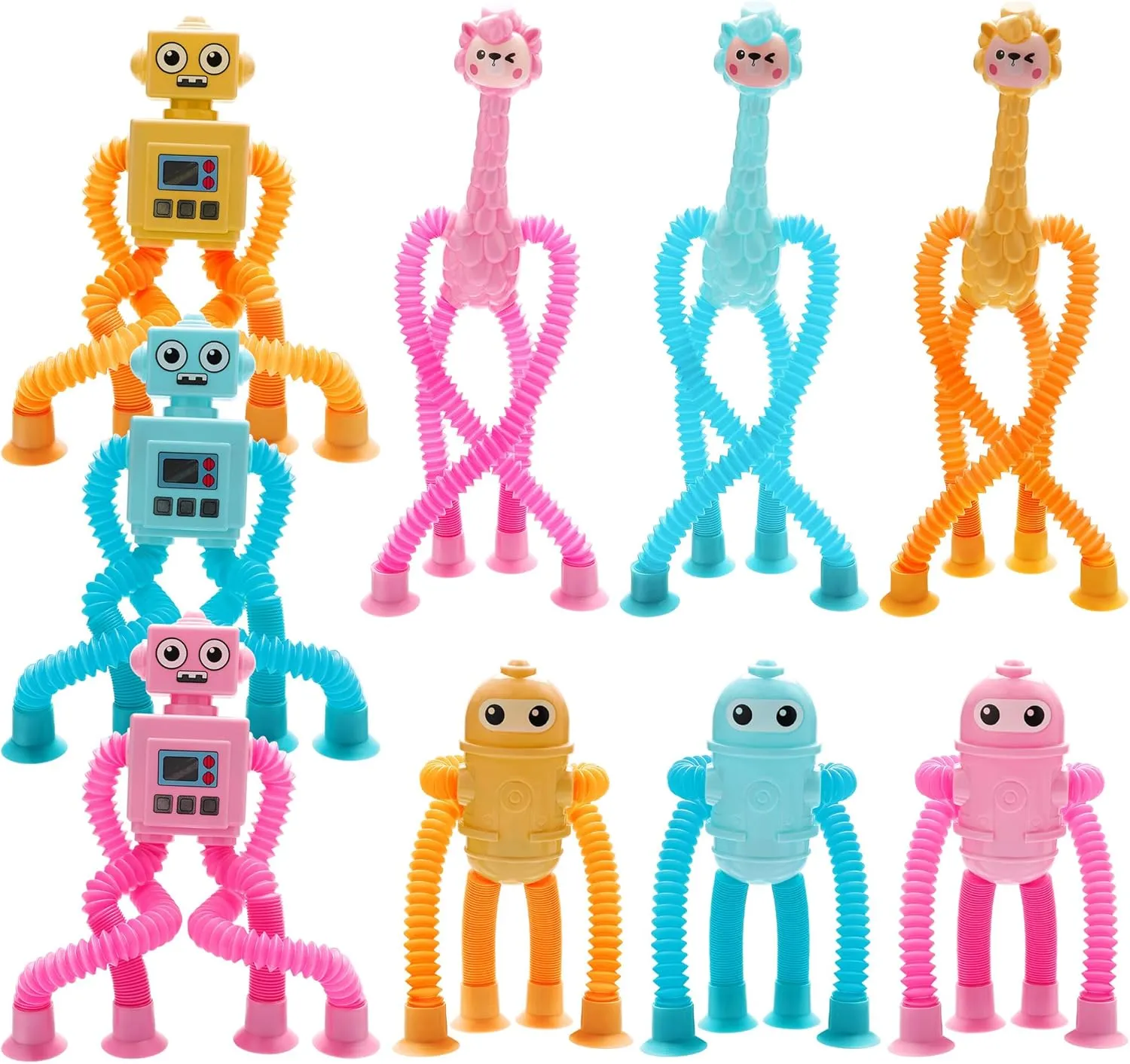 Pack Suction Cup Pop Tube Toys$ Telescopic revive Sucition Cup Toys for Kids 3-5$ 5-7$ 8-12 (9 Pack) Sucker Pop Tube Animals$ 9 