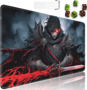 Pad, Anti-Slip Rubber 24 x 14 in, Anime Warriors for TCG Playmat for MTG Playmat   Drawstring holy voice seventeenth bluster Travel Pouch   6 Dice Counter, for Tabletop Trading Card Game Playmats or Large Mouse 