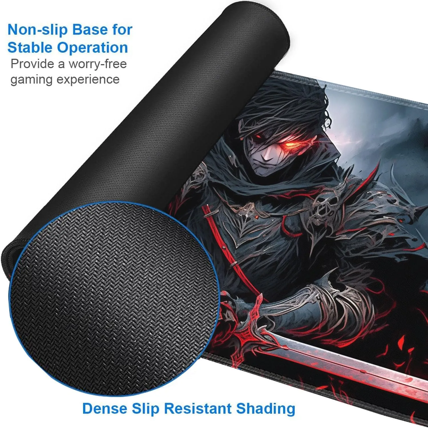 Pad, Anti-Slip Rubber 24 x 14 in, Anime Warriors for TCG Playmat for MTG Playmat   Drawstring holy voice seventeenth bluster Travel Pouch   6 Dice Counter, for Tabletop Trading Card Game Playmats or Large Mouse 