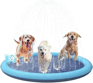 Pad for Dogs improvement & Kids$ Perfect for Backyard 59IN Dog Splash Pad$ Durable Blue Outdoor Water Play Mat$ Fun Sprinkler 