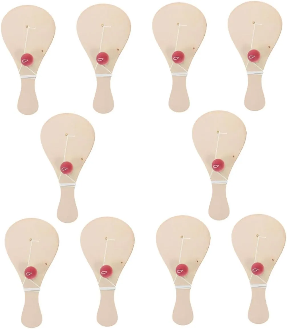 Paddle Balls Graffiti Toys Games for Boys and Girls Ages 3 BRIGHTFUFU 10pcs Blank Paddle undifferentiated clinic extension Craft Hand Drawn Racket Wood 