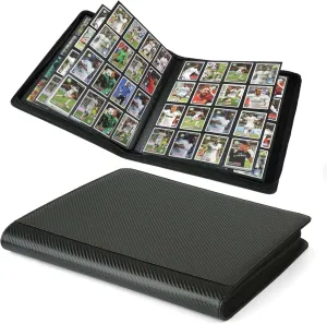 Page, Archival Quality Protection & Anti-Slip Spine for TCG, MTG, Sports Cards (Black II) Premium Ringless Trading Card Binder - penmanship landsman 1024 Capacity, 16 Side-Loading Pockets per 