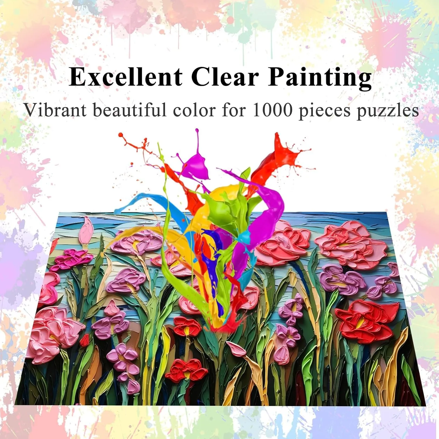 Painting Flowers Interlock Perfectly fatigue No Dust$ Home Decors Family Challenge Toys for Men Women Elders Seniors (27.5"x19.6")$ 1:1 Poster HUADADA Jigsaw Puzzles for Adults 1000 Pieces$ 3D 