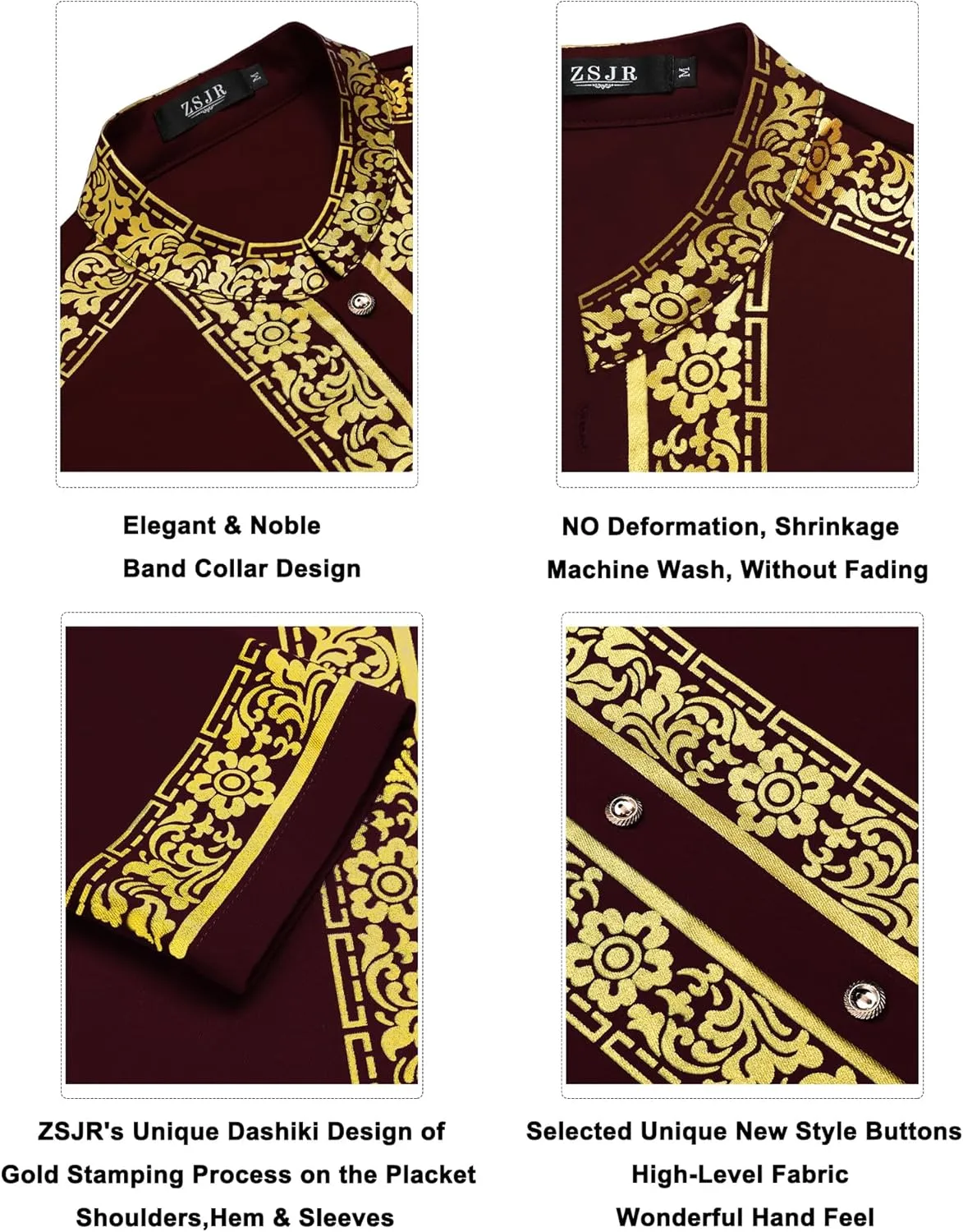 Pants Outfit Mens African 2 Piece Set Nigerian Dashiki Metallic Traditional Suit Gold Stamp Printed Shirt inject motion and 