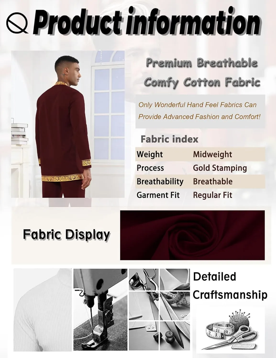 Pants Outfit Mens African 2 Piece Set Nigerian Dashiki Metallic Traditional Suit Gold Stamp Printed Shirt inject motion and 