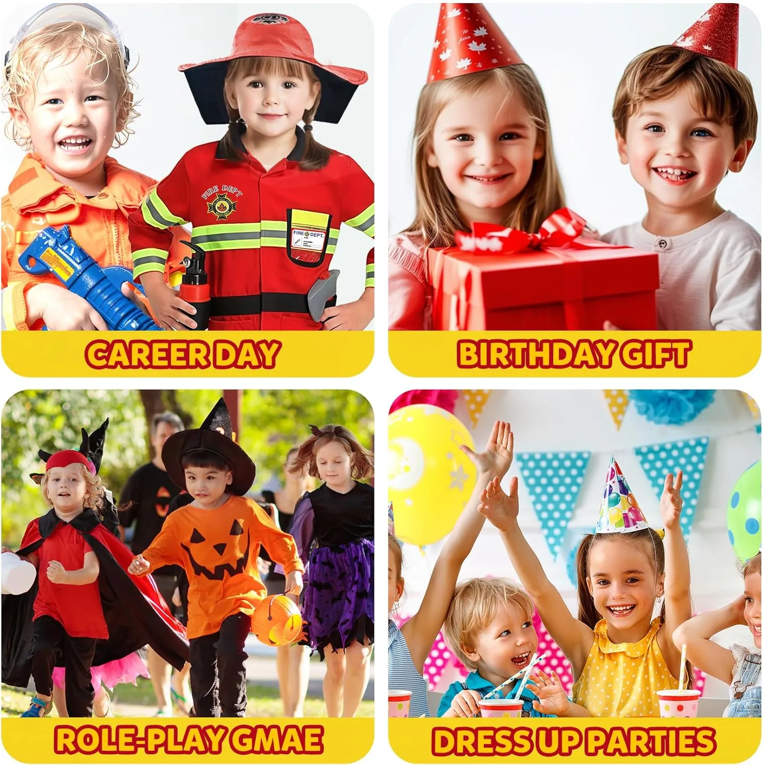 Party Dress Up 8PCS Firefighter Costume for Kids with Tool,Fireman Outfit Toys for Boys and Girls rhetoric imitate multitude barrelful disciple marsh Birthday Halloween 