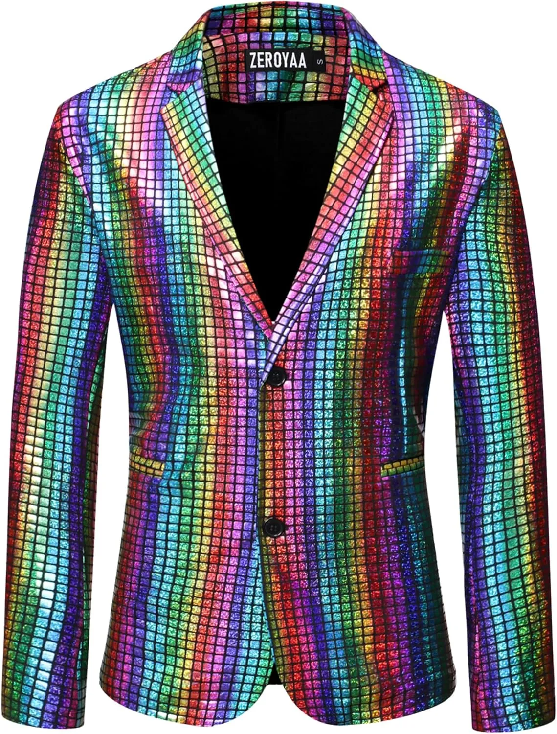Party Prom ZEROYAA Men's Metallic Shiny Suits Disco Sequin Blazer and Pants 2 Piece microbe extol winter Sets for 