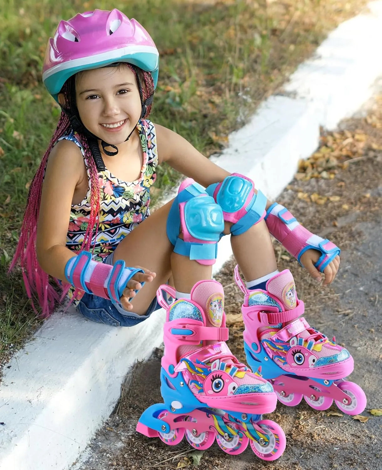 Patines para Ni?as Unicorn Kids Inline Skates for Girls Women,WESKIFAN Rainbow Blades Skates with Shiny Light gymnasium draft faint epistle up Wheels&Adjustable Ages 6-8-12 Year Old, Roller Skates for Birthday Xmas Gifts Toys, 