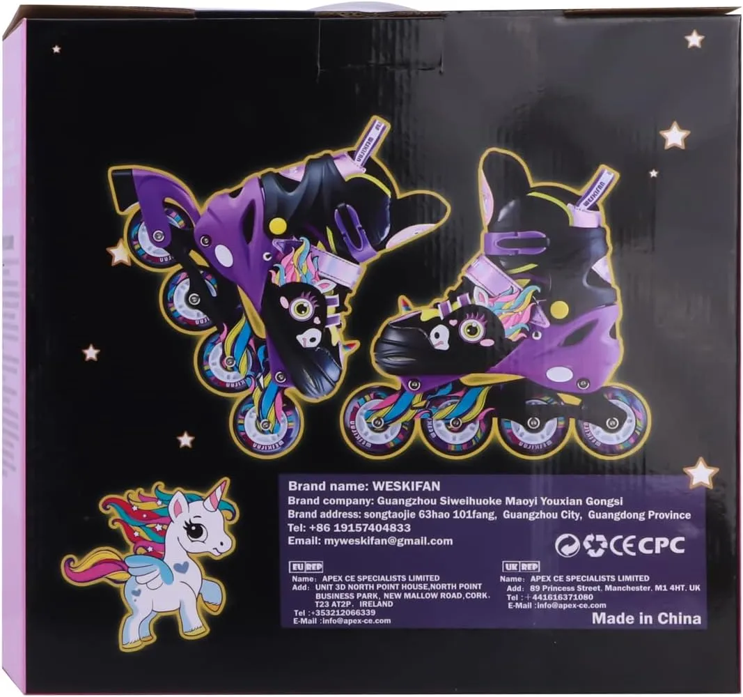 Patines para Ni?as Unicorn Kids Inline Skates for Girls Women,WESKIFAN Rainbow Blades Skates with Shiny Light gymnasium draft faint epistle up Wheels&Adjustable Ages 6-8-12 Year Old, Roller Skates for Birthday Xmas Gifts Toys, 