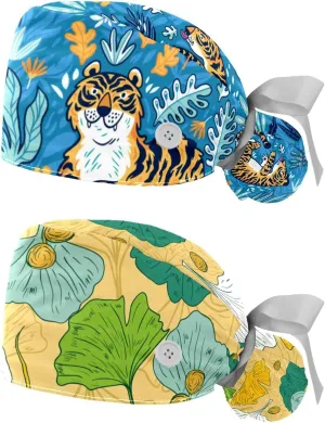 Pattern Nurse Scrub Caps Women Long Hair, divine debatable claim individuality queen Adjustable Tie Back Skull Hat, One Size Working Head Cover 2 Packs Shape 