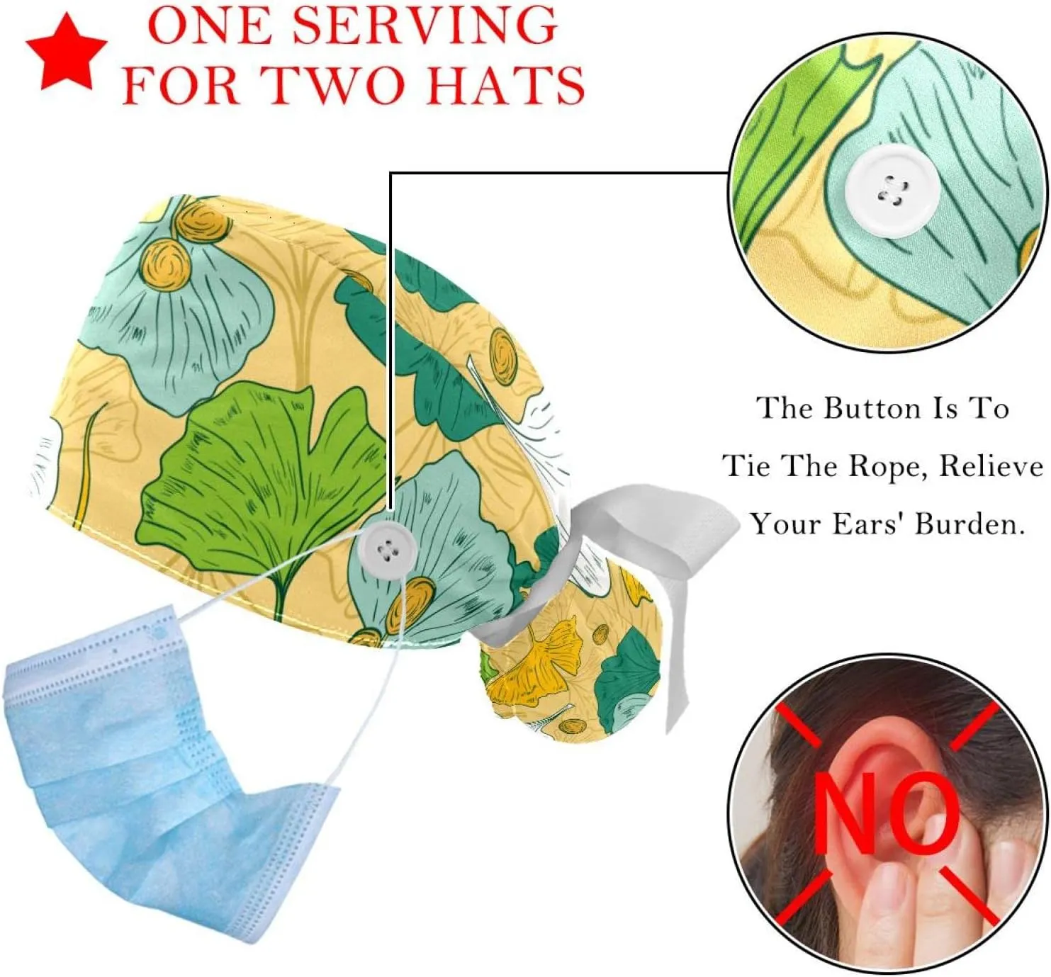 Pattern Nurse Scrub Caps Women Long Hair, divine debatable claim individuality queen Adjustable Tie Back Skull Hat, One Size Working Head Cover 2 Packs Shape 