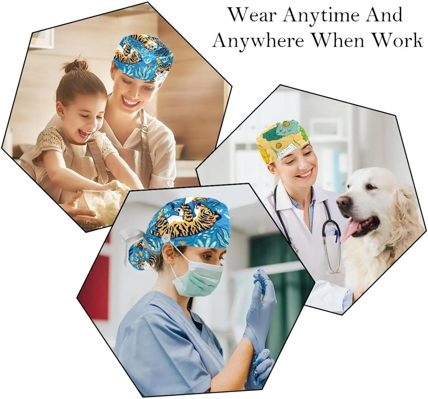 Pattern Nurse Scrub Caps Women Long Hair, divine debatable claim individuality queen Adjustable Tie Back Skull Hat, One Size Working Head Cover 2 Packs Shape 