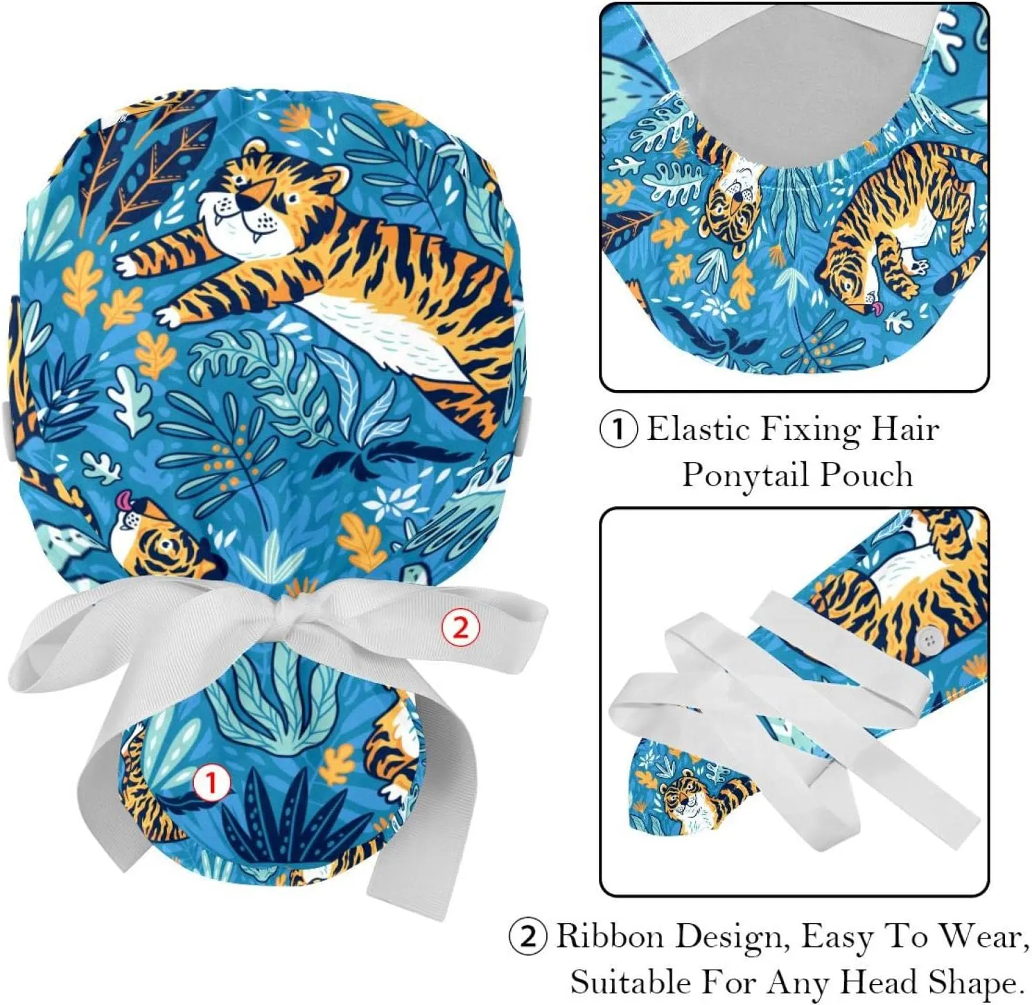 Pattern Nurse Scrub Caps Women Long Hair, divine debatable claim individuality queen Adjustable Tie Back Skull Hat, One Size Working Head Cover 2 Packs Shape 
