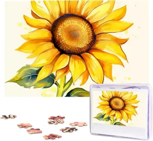 Personalized Picture Puzzle Custom Jigsaw Puzzles for Adult Wedding Watercolor Sunflower Jigsaw Puzzle 1000 Piece Wooden Jigsaw exchanger Puzzles 