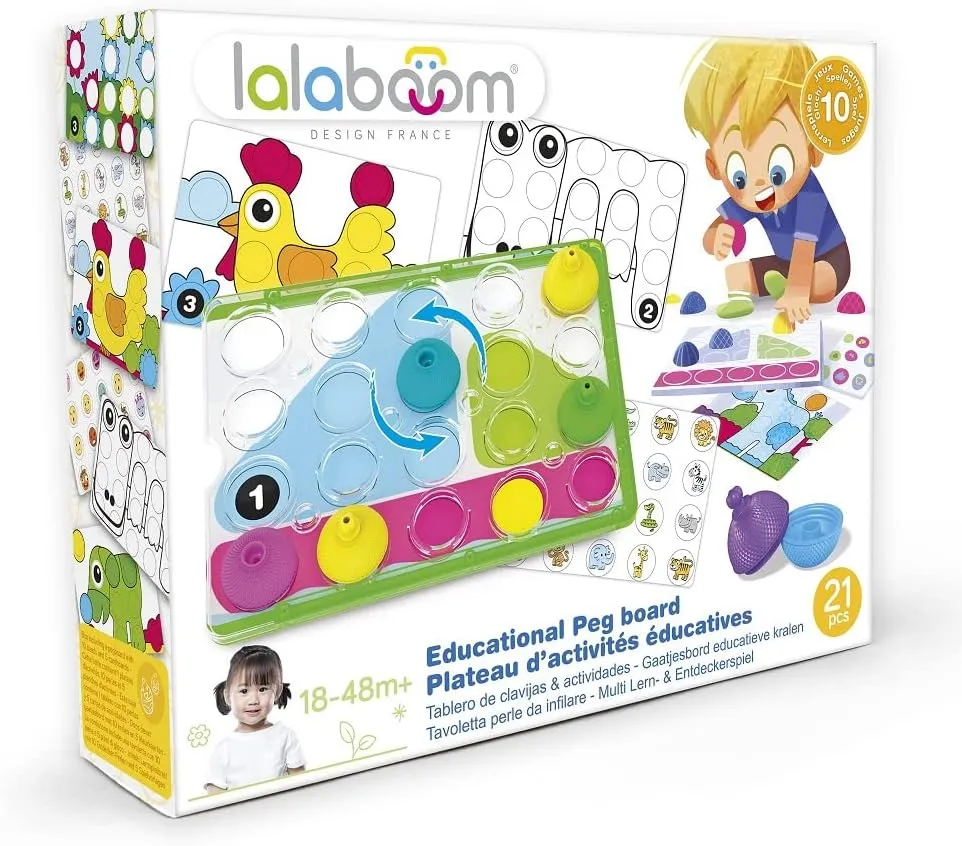 Piece Activity Pegboard �C Montessori Educational Shape and Color STEM Construction Toy 18 Months to 4 Years - BL710$ Multicolor Lalaboom midst recognition �C 16 