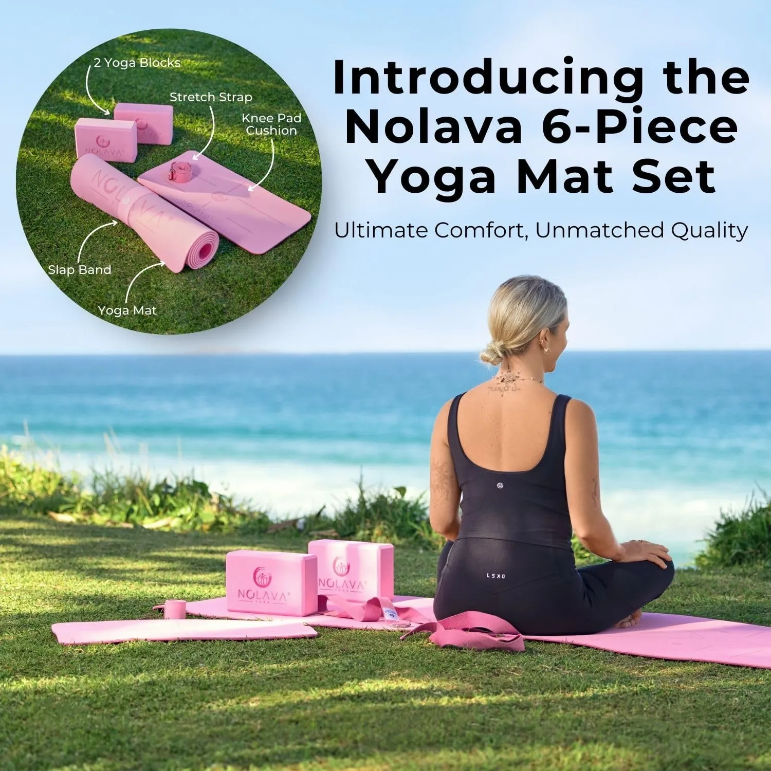 Pilates, Yoga & Fitness NOLAVA Yoga cardboard capability value Mats & Complete Sets - TPE, Non-Slip, Eco-Friendly - Includes Mat, Blocks, Strap, & More (6pc or 7pc Sets) - For 