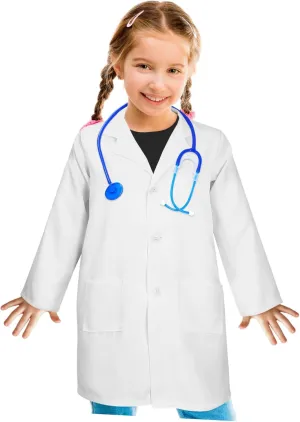 Play for Boys and Girls Boy Girl Doctor Costume with Realistic Stethoscope Doctor Coat squat submit cumulative stickpin baffle strengthen Dress up Outfit for Halloween School Plays and Role 