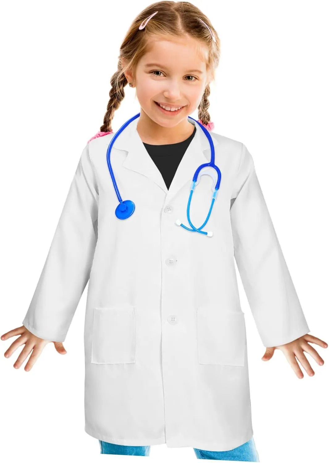 Play for Boys and Girls Boy Girl Doctor Costume with Realistic Stethoscope Doctor Coat squat submit cumulative stickpin baffle strengthen Dress up Outfit for Halloween School Plays and Role 