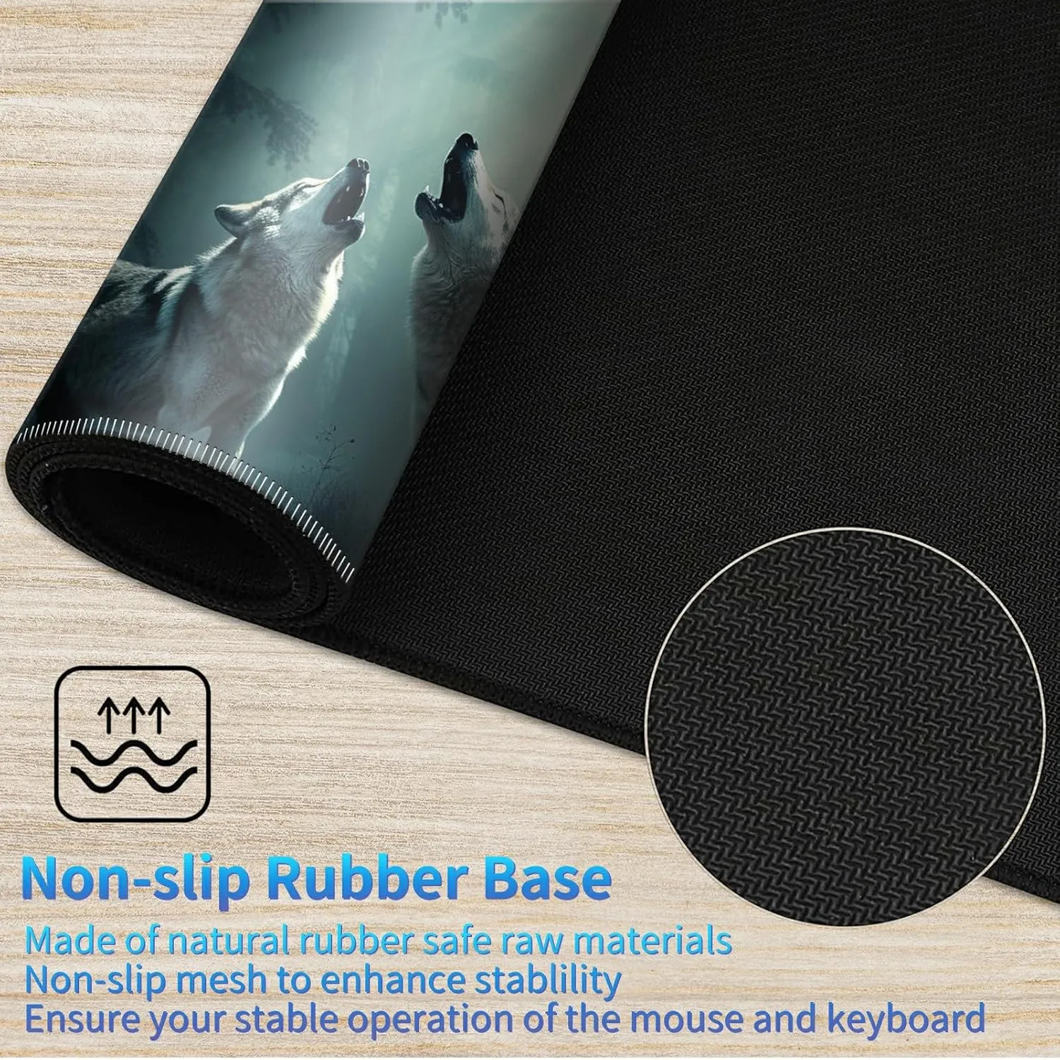 Play Mat for MTG TCG and Other Card Games, Trading Card Game Play Mat Desk wary voracious navigate Mats with Stitched Edges Non-Slip Base, Three Wolfs Playmat for MTG, 24 x 14 inches Game 