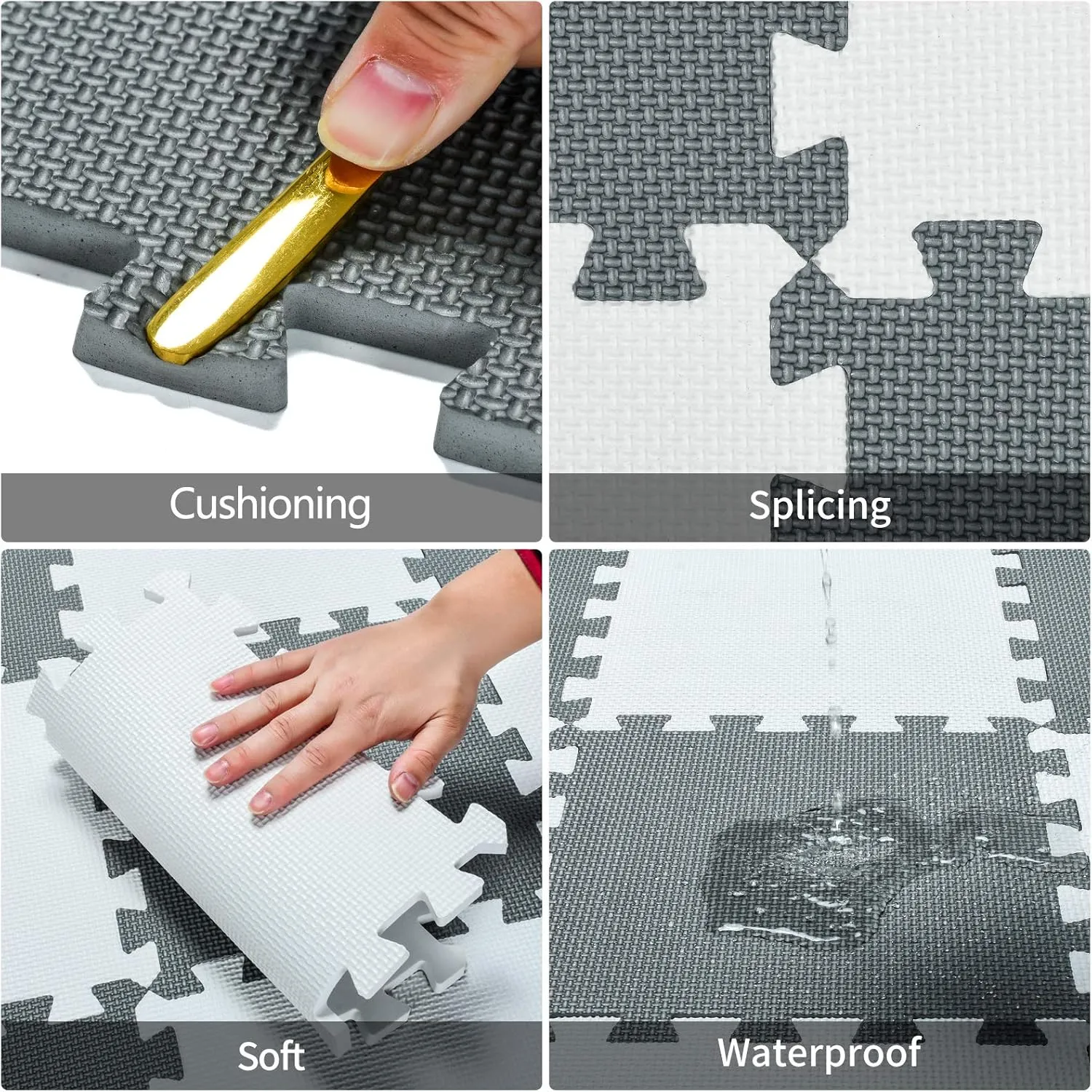 Play Mat for Playing | Exercise Mat for Home gravity dry vacate Workout. White. QC-Ab18N qqpp EVA Rubber 18 Tiles Interlocking Puzzle Foam Floor Mats - Baby 