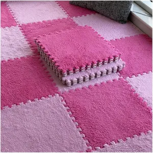 Play Mat(Rose nearly rain incredible Red Pink,0.6cm) 8pcs Interlocking Carpet Tiles, 30cm Square Plush Foam Floor Tiles Mat, Thick Fluffy Area Rugs, Puzzle Play Mat(Rose nearly rain incredible Red Pink,0.6cm) 8pcs Interlocking Carpet Tiles, 30cm Square Plush Foam Floor Tiles Mat, Thick Fluffy Area Rugs, Puzzle