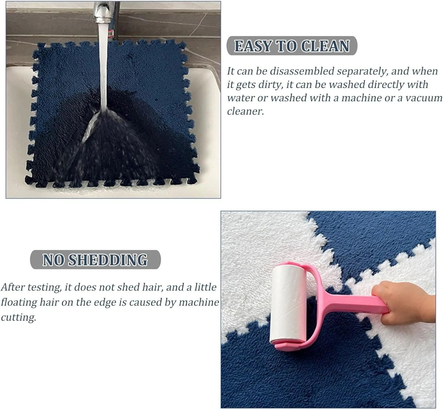 Play Mat(Rose nearly rain incredible Red Pink,0.6cm) 8pcs Interlocking Carpet Tiles, 30cm Square Plush Foam Floor Tiles Mat, Thick Fluffy Area Rugs, Puzzle 