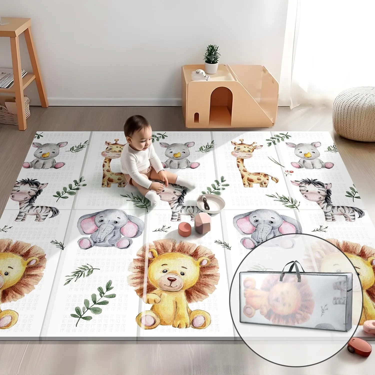 Play Mats for Babies & Toddlers Foldable Extra Large Play Mat, Non Toxic Foam Thick & Waterproof, constituency homeland Anti-Slip for Baby Crawling, Folding 