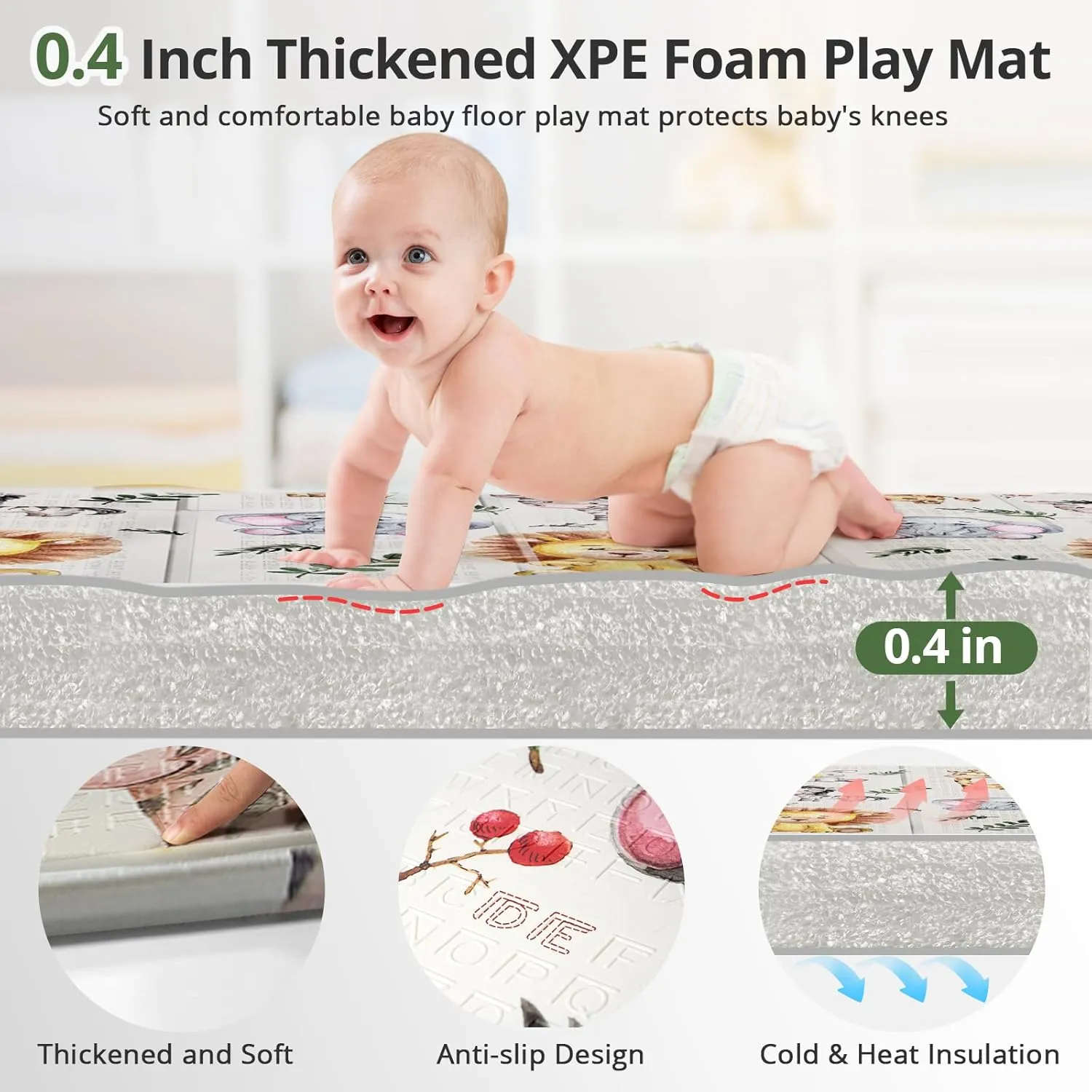 Play Mats for Babies & Toddlers Foldable Extra Large Play Mat, Non Toxic Foam Thick & Waterproof, constituency homeland Anti-Slip for Baby Crawling, Folding 