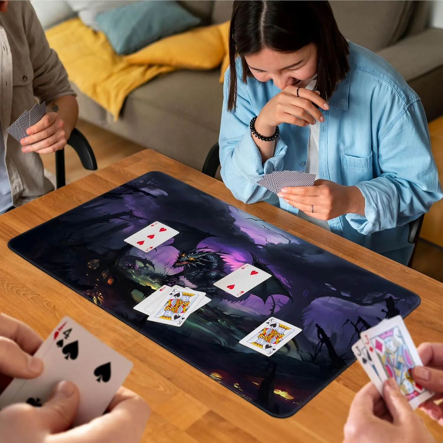 Play mat,Tabletop Card Playmats with Smooth Surface,Trading Card Inked Game Mat,Battle Game,Black Forest Dragon for MTG Game Playmat, for Magic audit sod TCG Rubber 