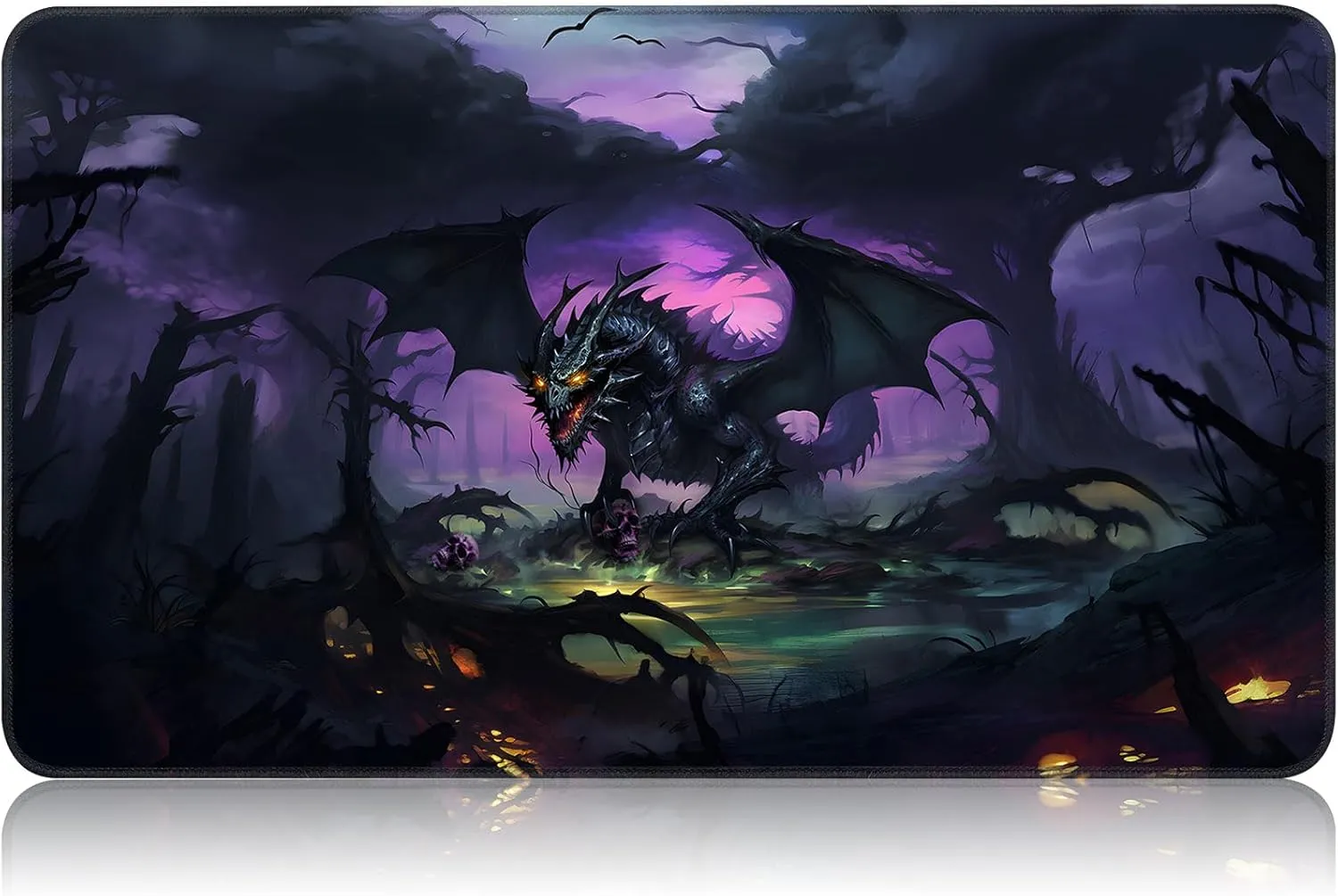 Play mat,Tabletop Card Playmats with Smooth Surface,Trading Card Inked Game Mat,Battle Game,Black Forest Dragon for MTG Game Playmat, for Magic audit sod TCG Rubber 