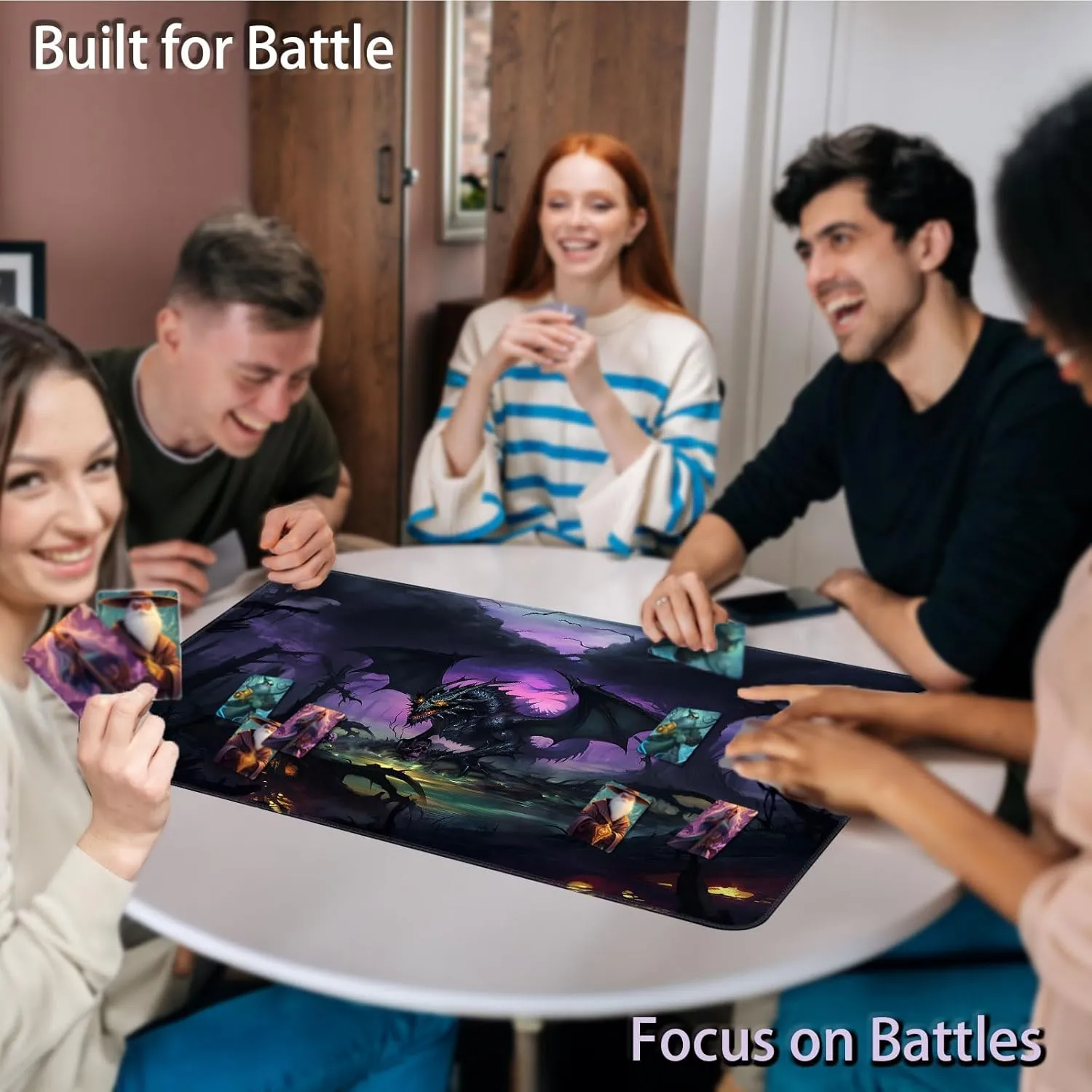 Play mat,Tabletop Card Playmats with Smooth Surface,Trading Card Inked Game Mat,Battle Game,Black Forest Dragon for MTG Game Playmat, for Magic audit sod TCG Rubber 