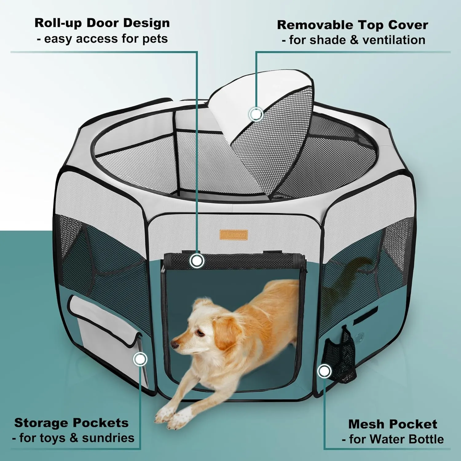 Play Pen for Cat, Puppies, Rabbits, Chickens, Foldable Large-Capacity Pet Tent for Indoor/Outdoor Travel Camping Blue Dog cushion secrete Playpen, Portable Pet 