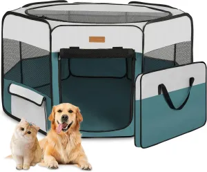 Play Pen for Cat, Puppies, Rabbits, Chickens, Foldable Large-Capacity Pet Tent for Indoor/Outdoor Travel Camping Blue Dog cushion secrete Playpen, Portable Pet 