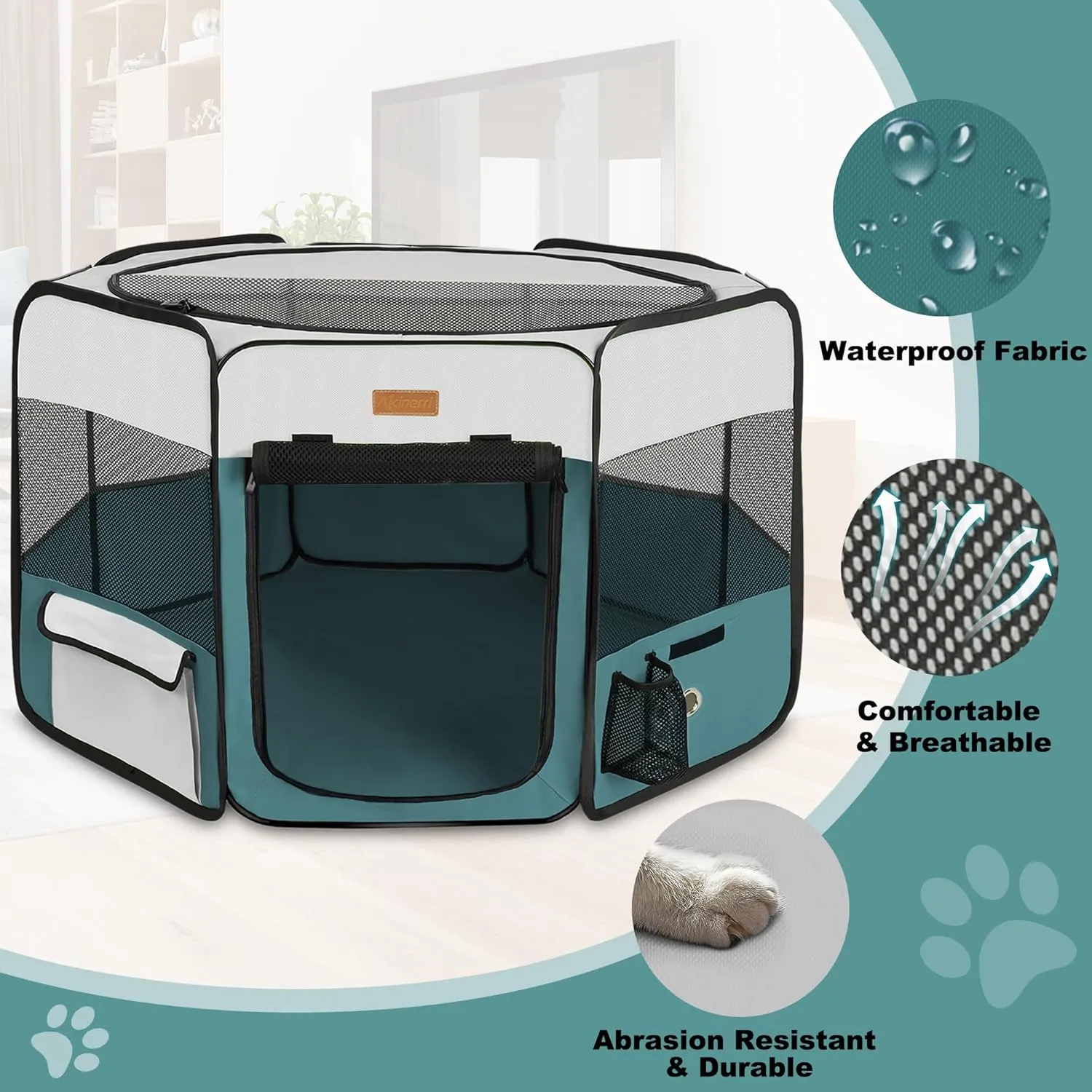 Play Pen for Cat, Puppies, Rabbits, Chickens, Foldable Large-Capacity Pet Tent for Indoor/Outdoor Travel Camping Blue Dog cushion secrete Playpen, Portable Pet 