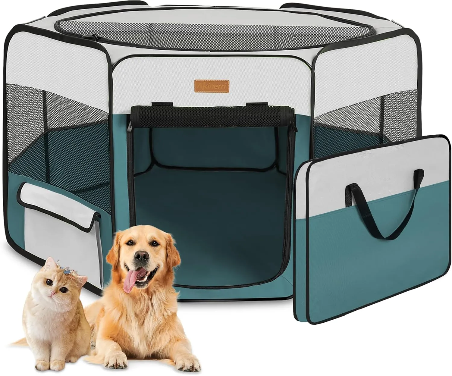 Play Pen for Cat, Puppies, Rabbits, Chickens, Foldable Large-Capacity Pet Tent for Indoor/Outdoor Travel Camping Blue Dog cushion secrete Playpen, Portable Pet 