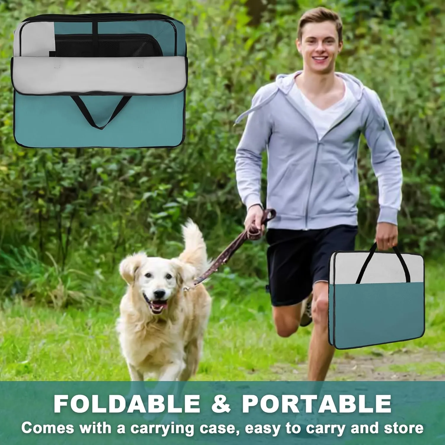 Play Pen for Cat, Puppies, Rabbits, Chickens, Foldable Large-Capacity Pet Tent for Indoor/Outdoor Travel Camping Blue Dog cushion secrete Playpen, Portable Pet 
