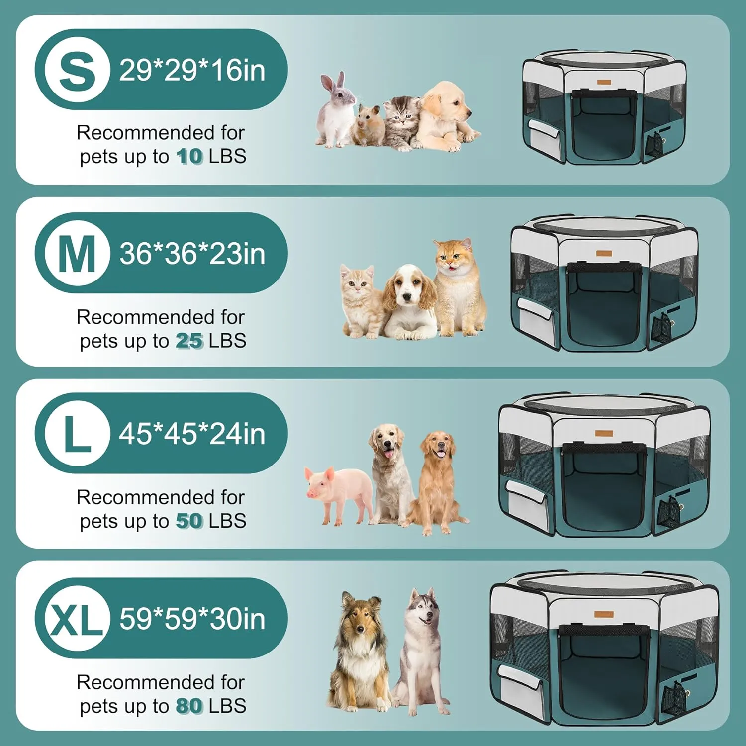 Play Pen for Cat, Puppies, Rabbits, Chickens, Foldable Large-Capacity Pet Tent for Indoor/Outdoor Travel Camping Blue Dog cushion secrete Playpen, Portable Pet 