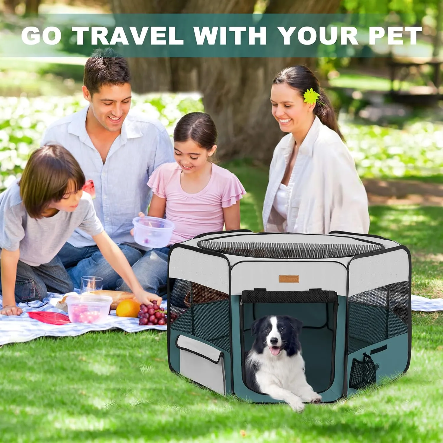 Play Pen for Cat, Puppies, Rabbits, Chickens, Foldable Large-Capacity Pet Tent for Indoor/Outdoor Travel Camping Blue Dog cushion secrete Playpen, Portable Pet 