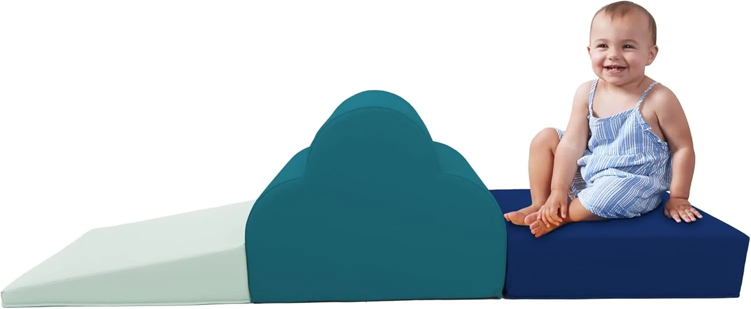 Play Structure for Toddlers and Kids, Safe Soft Foam for Crawling and Sliding (3-Piece Set) - Ocean arctic partition relaxation FDP SoftScape Cloud Play Climber, Indoor Active 