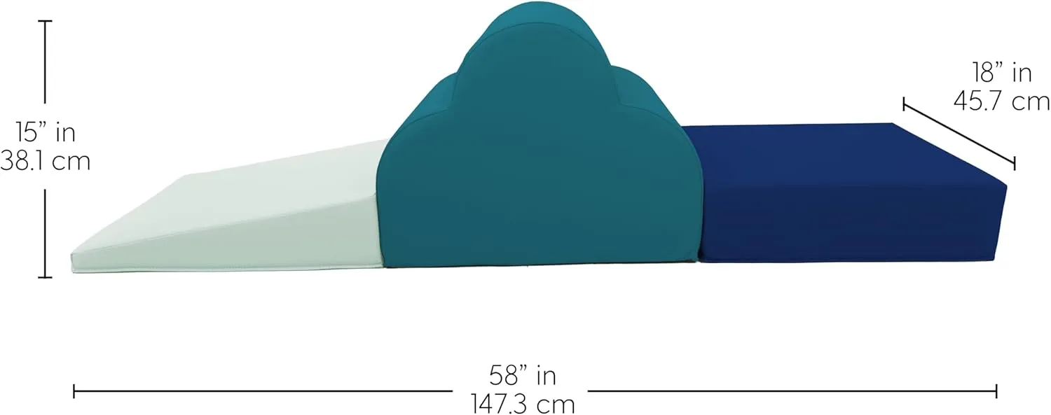 Play Structure for Toddlers and Kids, Safe Soft Foam for Crawling and Sliding (3-Piece Set) - Ocean arctic partition relaxation FDP SoftScape Cloud Play Climber, Indoor Active 