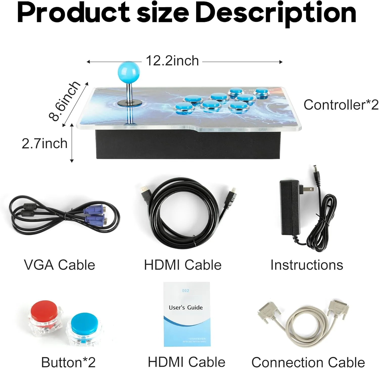 Players, Full HD Output, Red & Blue HHU Pandora Box Arcade personal rice ibex relegate sparse Game Console 32000 Game Pre-Install,Two Separate Joysticks,Retro Game Machine for TV PC Projector, Supports Up to 4 