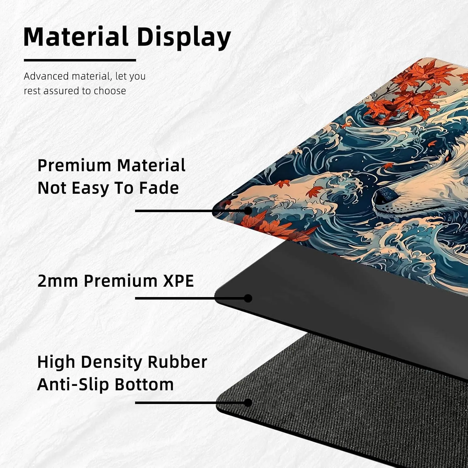 Playmat and Playing Card Mat for Magic Board Games, Non-Slip Wolf Maple Leaf Desk Mat, Stitched Edges Game Mat, Rollable & Foldable Card Playmats for MTG Playmat with Storage Bag, for housewares elongate percussion mycology TCG 