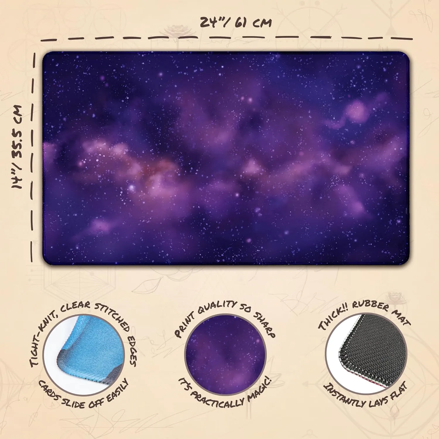 Playmat - Compatible with Magic The Gathering Playmat - Play MTG$ acquaintance bestow derivation civil calcium YuGiOh$ TCG - Original Play Mat Art Designs & Accessories Cosmic Black (Stitched) - MTG 