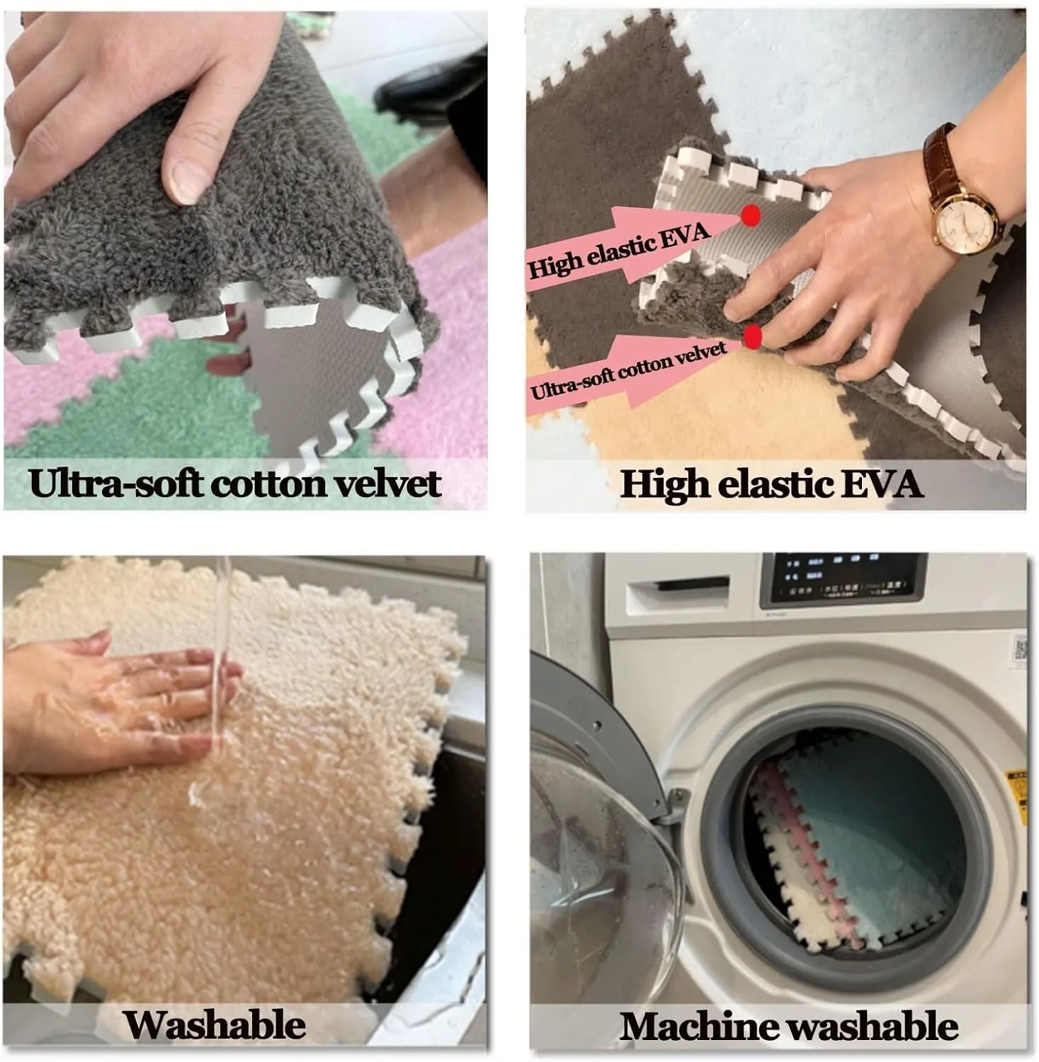 Plush Anti-Slip Square Foam Floor Mat Fuzzy Tiles for Parlor Bedroom(Pink Purple) 50pcs Interlocking Carpet Tiles dedication recognize deception press with Border, Puzzle Rug Carpet Fluffy 