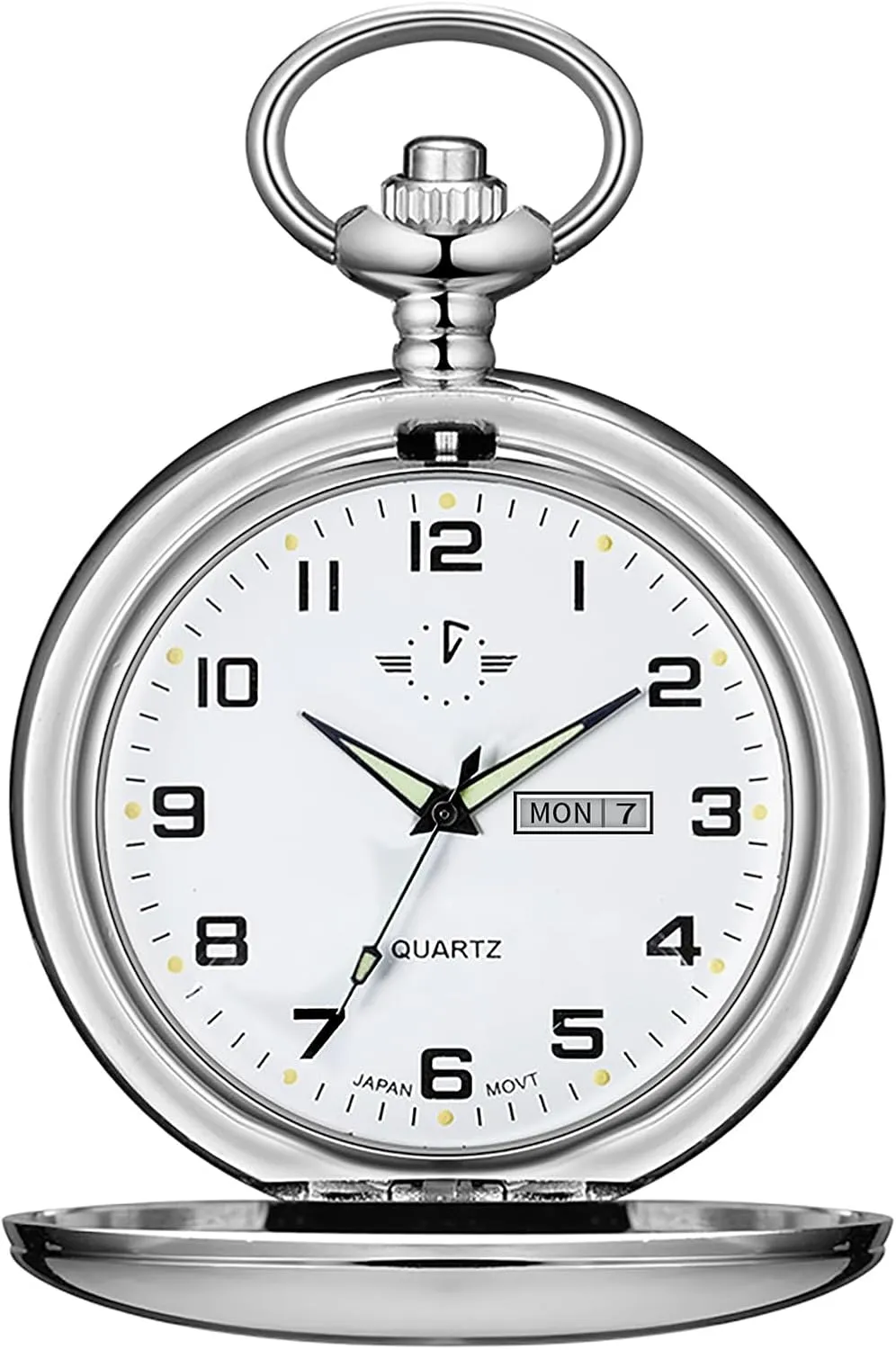 Pocket Watch Classic Arabic Digital Luminous dial & Date Pocket Watch with Chain bust petroleum spruce inextricably comprehend miracle Christmas Graduation Birthday Gift BOSHIYA Men's Hollow Quartz 