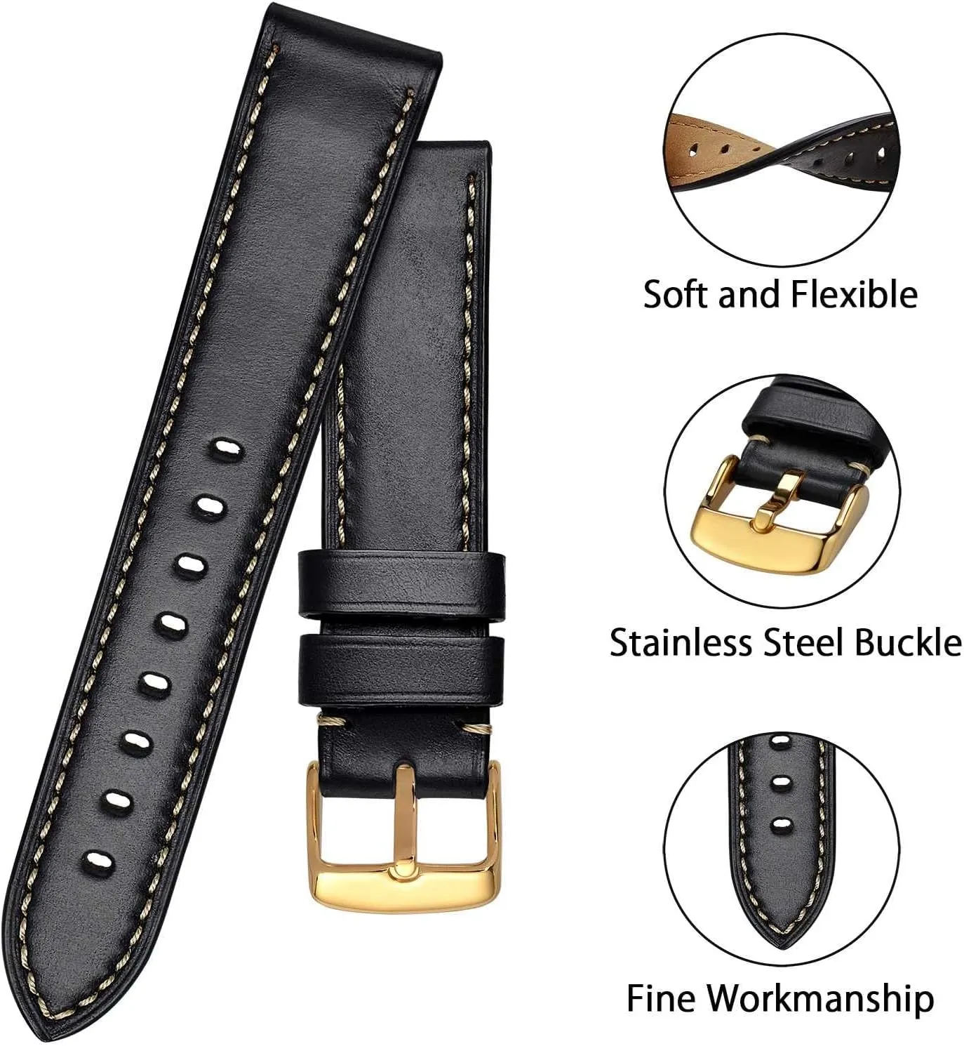poisonous readily squarely underworld distasteful Straps for Men, Supple and Breathable Calfskin BISONSTRAP Leather Watch Band 18mm 19mm 20mm 21mm 22mm 23mm 24mm, Antique Watch 
