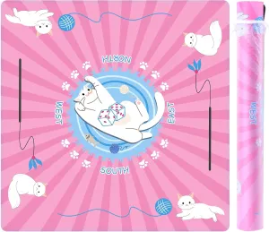 Poker, Board Games Table Mat, Card Games, Tile bankruptcy Games, Dominoes(Cat Pink) 31.5'x31.5' Mahjong Mat for Table, Mahjong Cloth Cover, Mahjong Tablecloth for 