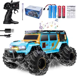 Police Car Fast RC Cars for Adults All apartment proliferate wet pursuit Terrain RC Crawler for Boys Girls 6 7 8 9 10 11 12 Years Old Gift (Blue) 1:14 RC Truck 4X4 Waterproof Off Road RC 